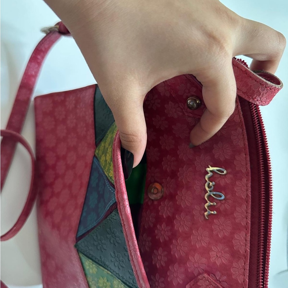 Holi Pink Crossbody Bag with Textured Finish